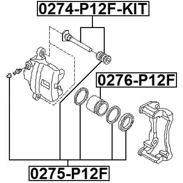 0275-P12F FEBEST Ремкомплект, тормозной суппорт (фото 4)