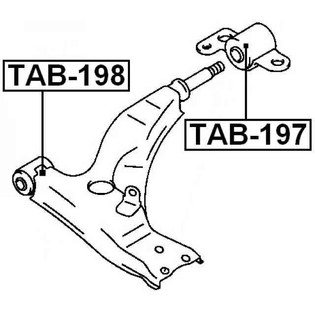 TAB-197 FEBEST Подвеска, рычаг независимой подвески колеса (фото 4)