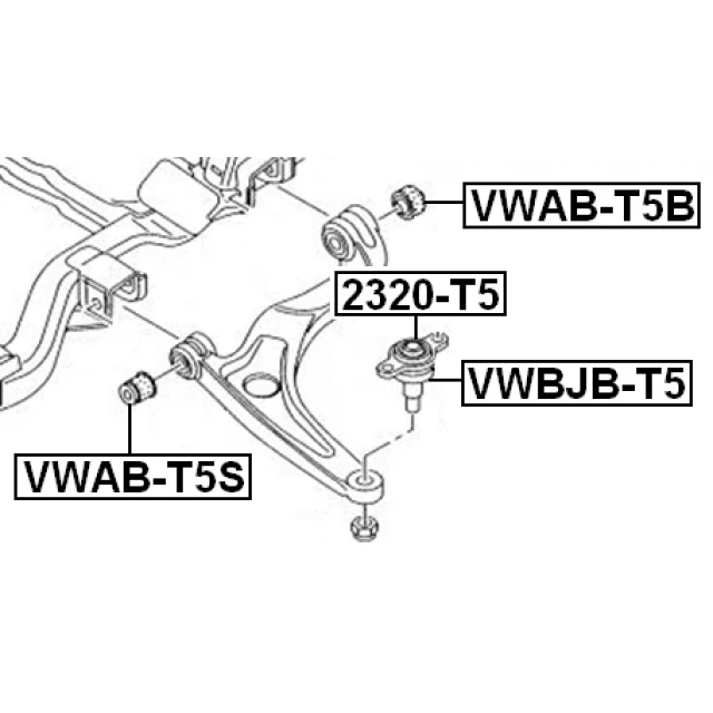 VWAB-T5S FEBEST Подвеска, рычаг независимой подвески колеса (фото 4)
