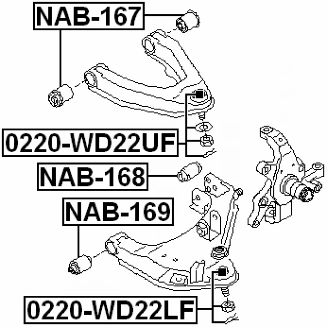 NAB-168 FEBEST Подвеска, рычаг независимой подвески колеса (фото 4)