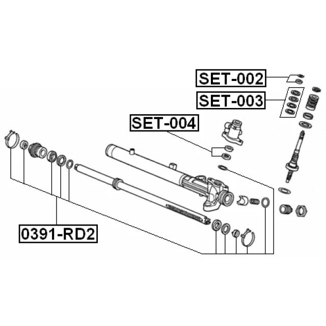 SET-004 FEBEST Ремкомплект, рулевой механизм (фото 4)