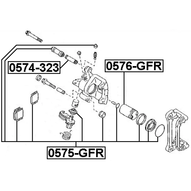 0575-GFR FEBEST Ремкомплект, тормозной суппорт (фото 4)