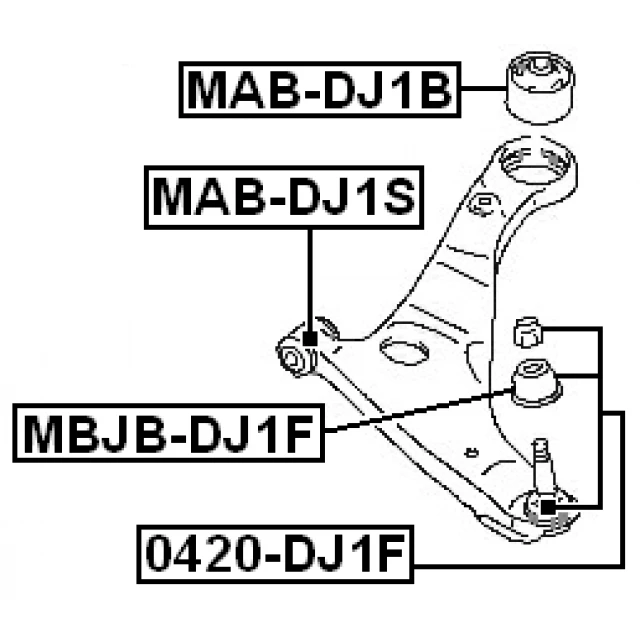 MBJB-DJ1F FEBEST ремонтный комплект, несущие / направляющие шарниры (фото 3)