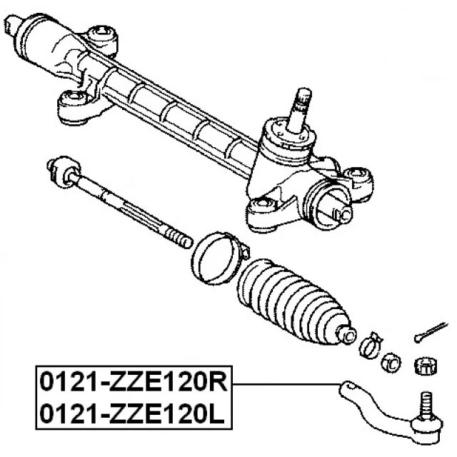 0121-ZZE120L FEBEST Наконечник поперечной рулевой тяги (фото 2)