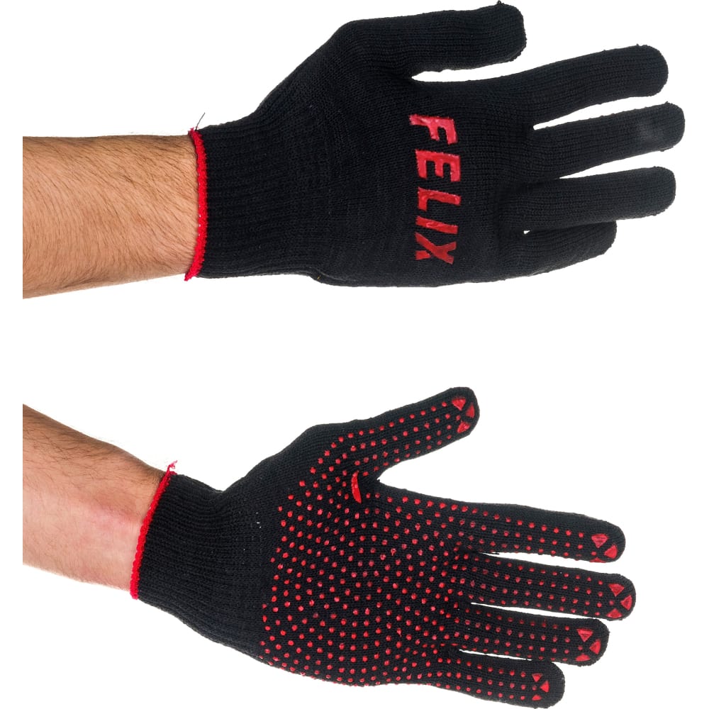 411040152 FELIX Перчатки FELIX хлопковые с пвх-покрытием (черные) (фото 3)