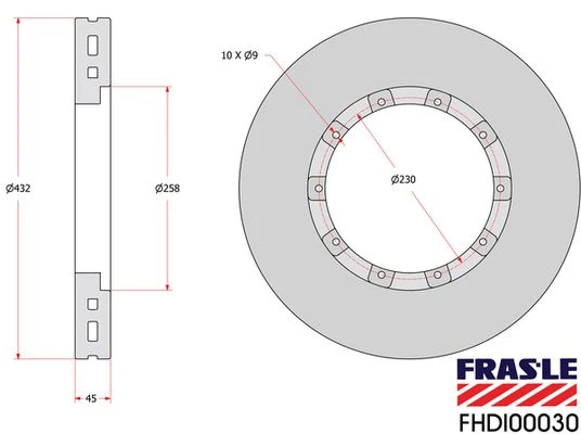 FHDI00030 FRAS-LE Диск тормозной 65-85cf/95xf 432x45x45x217 (daf oe - с установочным комплектом). установочн (фото 2)