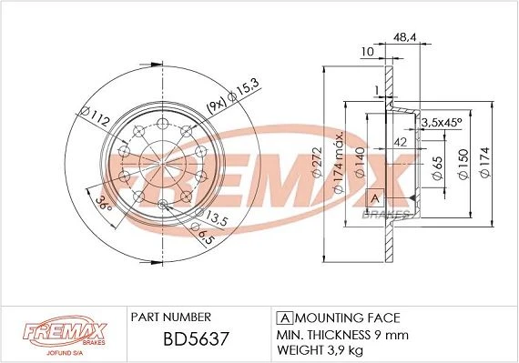 BD-5637 FREMAX Тормозной диск (фото 6)