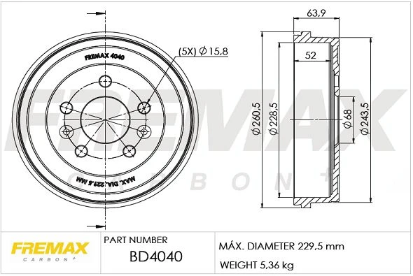 BD-4040 FREMAX Тормозной барабан (фото 4)