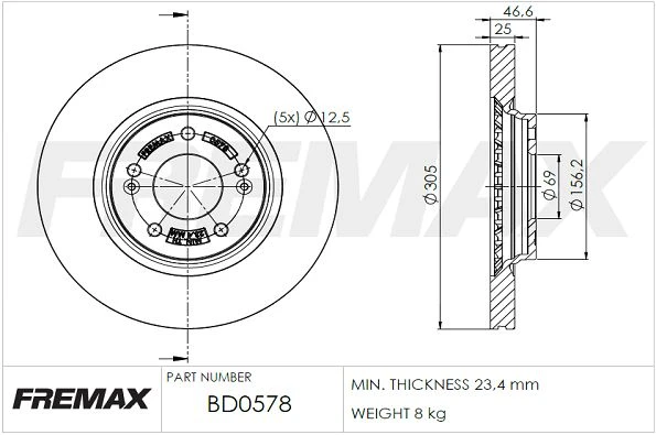 BD-0578 FREMAX Тормозной диск (фото 5)