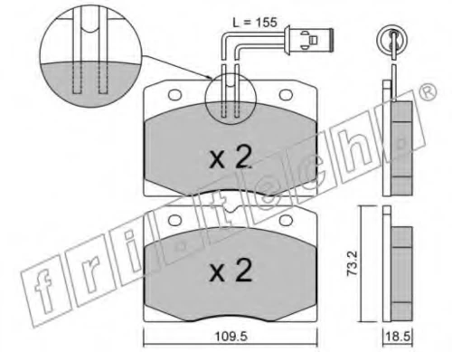 053.0 FRI.TECH. Комплект тормозных колодок, дисковый тормоз (фото 2)