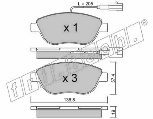 331.0 FRI.TECH. Комплект тормозных колодок, дисковый тормоз (фото 2)