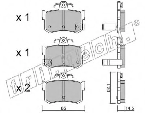 707.1 FRI.TECH. Комплект тормозных колодок, дисковый тормоз (фото 2)