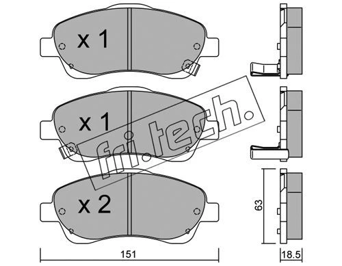 466.0 FRI.TECH. Комплект тормозных колодок, дисковый тормоз (фото 2)