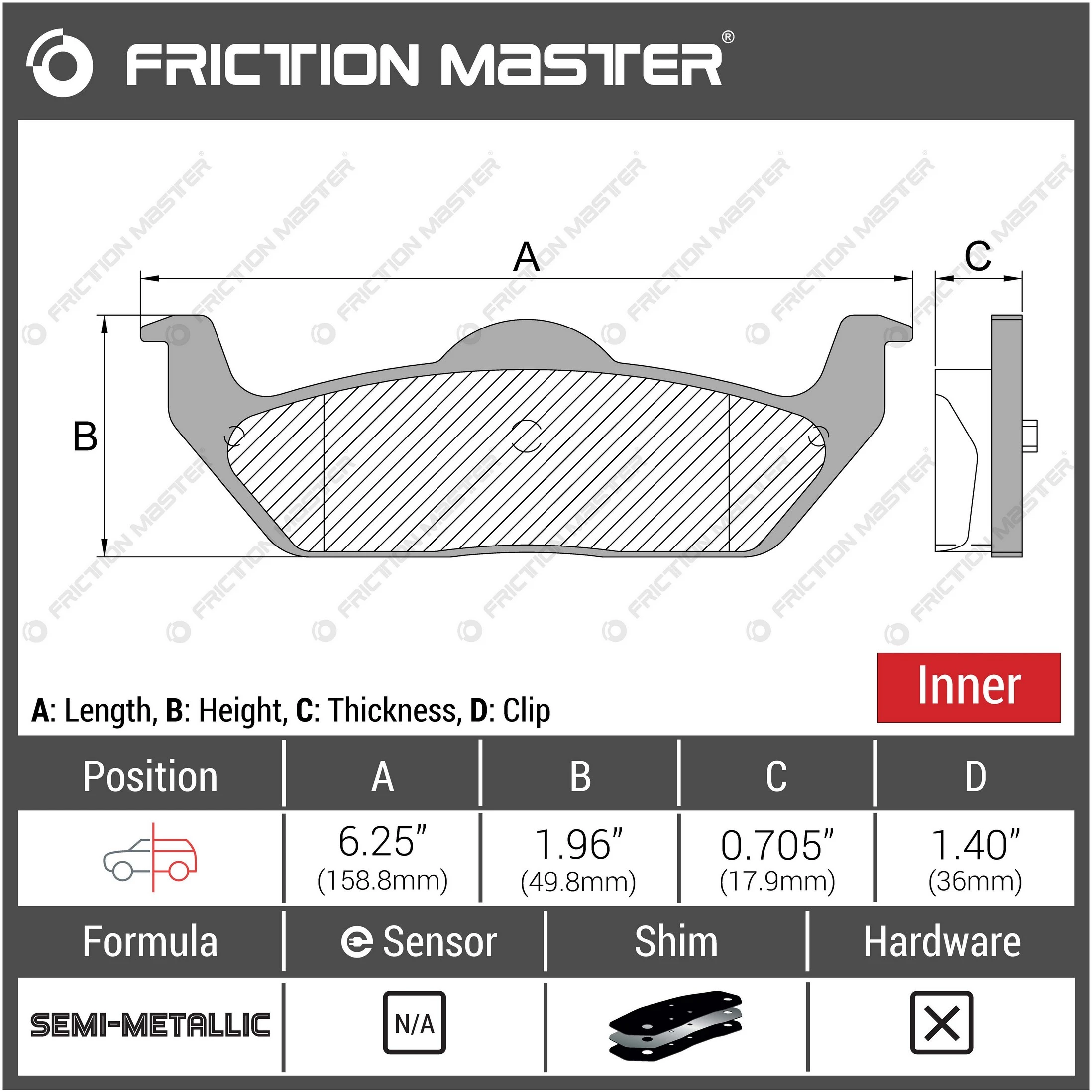 MKD1012 FRICTION MASTER Колодки тормозные дисковые задние mkd1012 (фото 2)