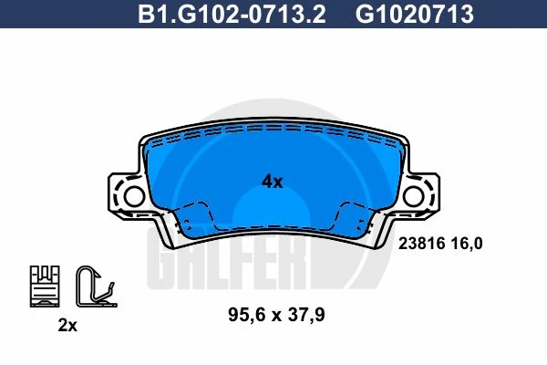 B1.G102-0713.2 GALFER Комплект тормозных колодок, дисковый тормоз (фото 2)