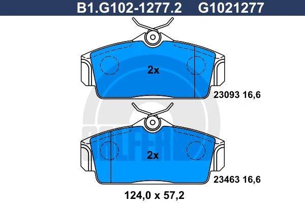 B1.G102-1277.2 GALFER Комплект тормозных колодок, дисковый тормоз (фото 2)