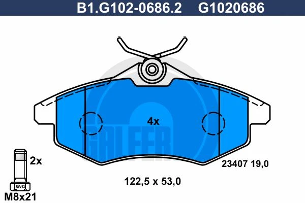 B1.G102-0686.2 GALFER Комплект тормозных колодок, дисковый тормоз (фото 2)