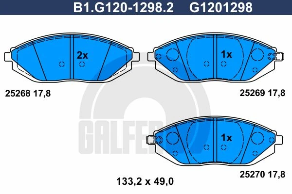 B1.G120-1298.2 GALFER Комплект тормозных колодок, дисковый тормоз (фото 2)