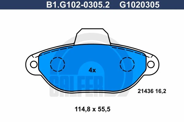 B1.G102-0305.2 GALFER Комплект тормозных колодок, дисковый тормоз (фото 2)