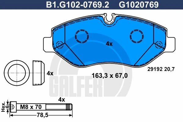 B1.G102-0769.2 GALFER Комплект тормозных колодок, дисковый тормоз (фото 2)