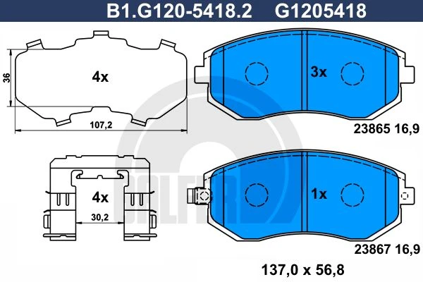 B1.G120-5418.2 GALFER Комплект тормозных колодок, дисковый тормоз (фото 2)