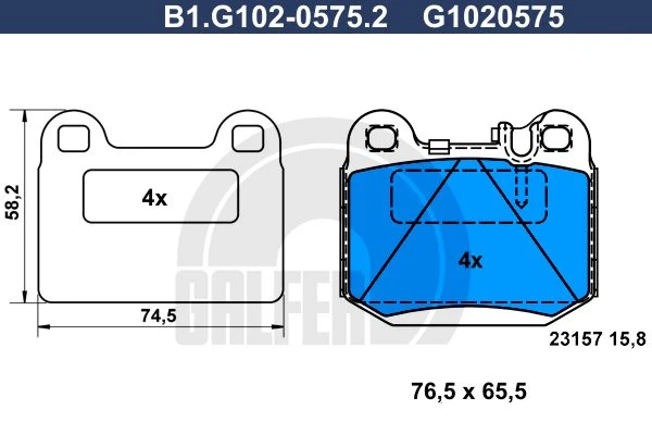 B1.G102-0575.2 GALFER Комплект тормозных колодок, дисковый тормоз (фото 2)