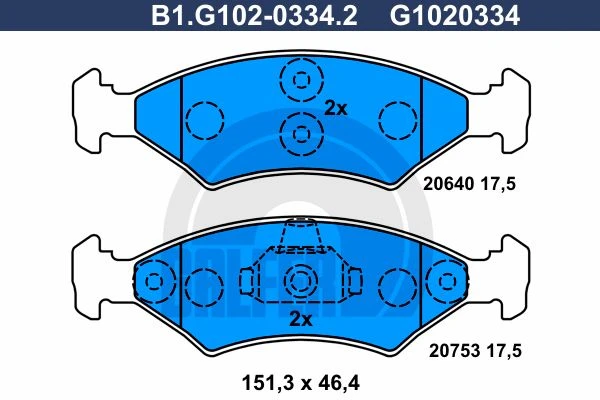 B1.G102-0334.2 GALFER Комплект тормозных колодок, дисковый тормоз (фото 2)