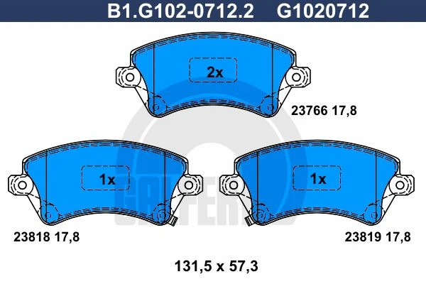 B1.G102-0712.2 GALFER Комплект тормозных колодок, дисковый тормоз (фото 2)