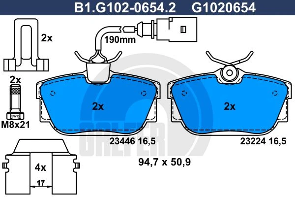 B1.G102-0654.2 GALFER Комплект тормозных колодок, дисковый тормоз (фото 2)