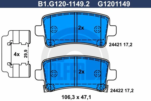B1.G120-1149.2 GALFER Комплект тормозных колодок, дисковый тормоз (фото 2)