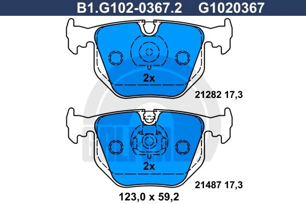 B1.G102-0367.2 GALFER Комплект тормозных колодок, дисковый тормоз (фото 2)