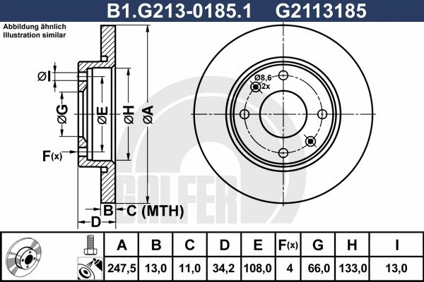 B1.G213-0185.1 GALFER Тормозной диск (фото 2)