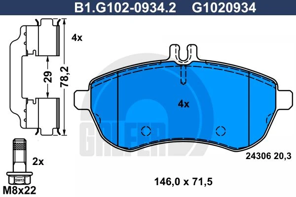 B1.G102-0934.2 GALFER Комплект тормозных колодок, дисковый тормоз (фото 2)
