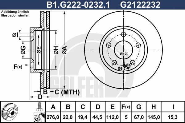 B1.G222-0232.1 GALFER Тормозной диск (фото 2)