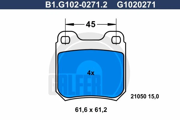 B1.G102-0271.2 GALFER Комплект тормозных колодок, дисковый тормоз (фото 2)