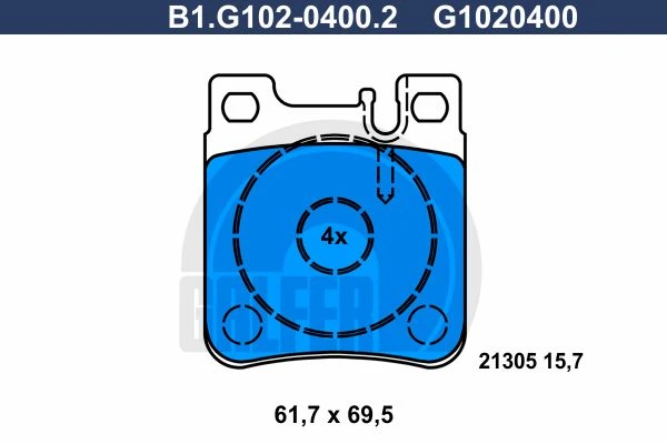B1.G102-0400.2 GALFER Комплект тормозных колодок, дисковый тормоз (фото 2)
