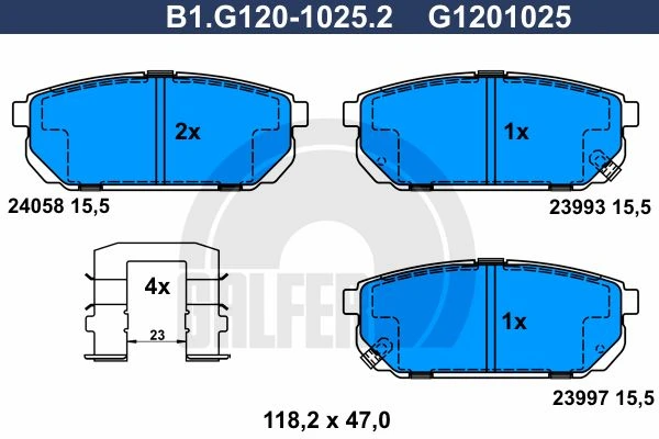 B1.G120-1025.2 GALFER Комплект тормозных колодок, дисковый тормоз (фото 2)