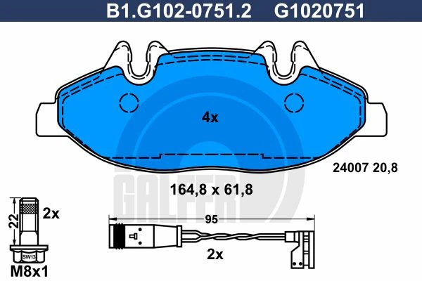 B1.G102-0751.2 GALFER Комплект тормозных колодок, дисковый тормоз (фото 2)