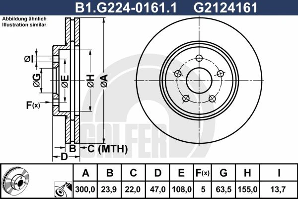 B1.G224-0161.1 GALFER Тормозной диск (фото 2)