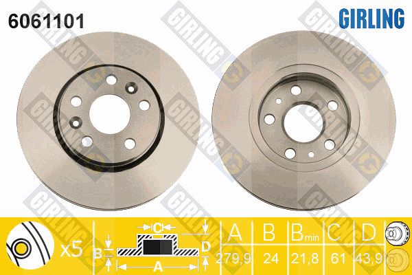 6061101 GIRLING Тормозной диск (фото 3)