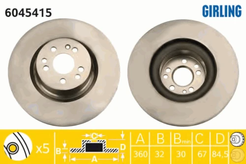 6045415 GIRLING Тормозной диск (фото 2)