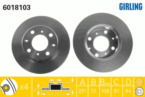 6018103 GIRLING Тормозной диск (фото 2)