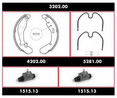 3202.00 REMSA Комплект тормозов, барабанный тормозной механизм (фото 1)