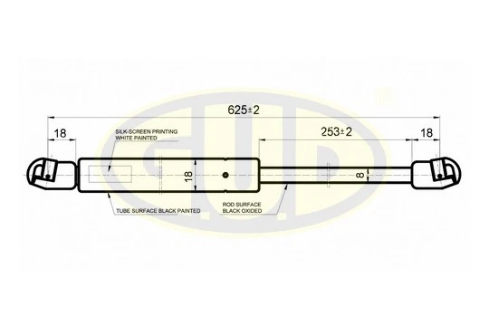 GGS020237 G.U.D Газовая пружина, дверь (фото 1)