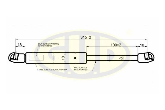 GGS020363 G.U.D Газовая пружина, дверь (фото 1)