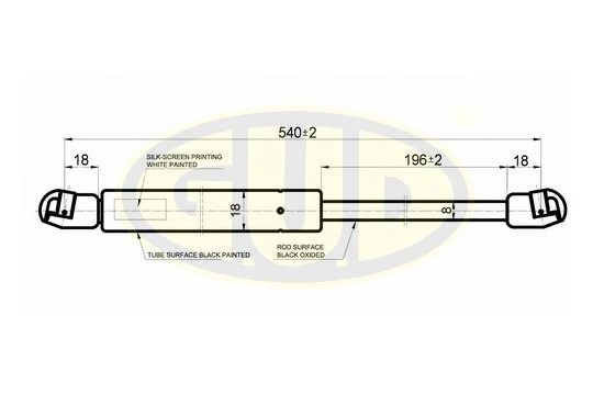 GGS020385 G.U.D Газовая пружина, дверь (фото 1)