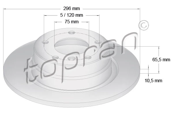 500 950 TOPRAN Тормозной диск (фото 2)