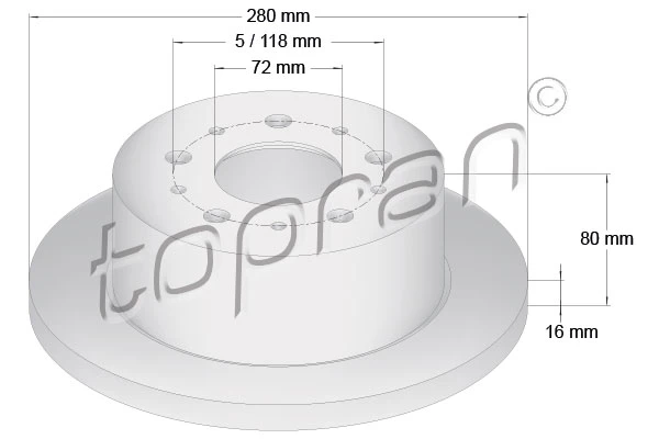 722 596 TOPRAN Тормозной диск (фото 2)