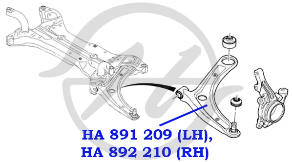 HA891207 HANSE Рычаг передней подвески, нижний, левый mitsubishi (10209070/071119/0004656, чехия) (фото 2)