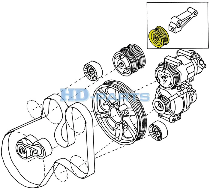 302412 HD PARTS Ролик натяжителя ремня метал. scania d13/9 (фото 3)